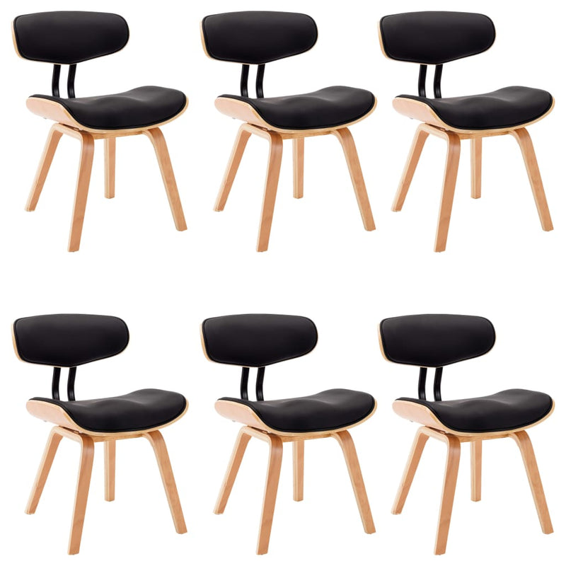 Dealsmate  Dining Chairs 6 pcs Black Bent Wood and Faux Leather