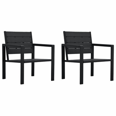 Dealsmate  Garden Chairs 2 pcs Black HDPE Wood Look
