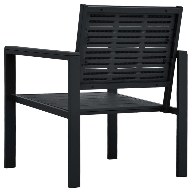Dealsmate  Garden Chairs 2 pcs Black HDPE Wood Look