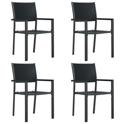 Dealsmate  Garden Chairs 4 pcs Black Plastic Rattan Look
