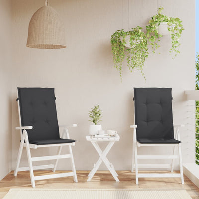 Dealsmate  Garden Highback Chair Cushions 2 pcs Black 120x50x3 cm Fabric