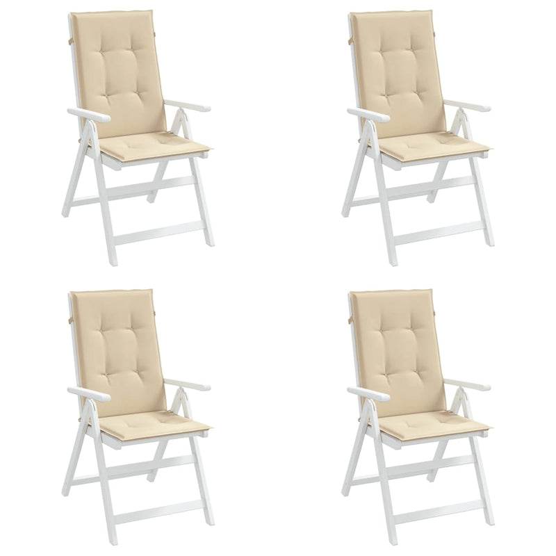 Dealsmate  Garden Highback Chair Cushions 4 pcs Beige 120x50x3 cm Fabric
