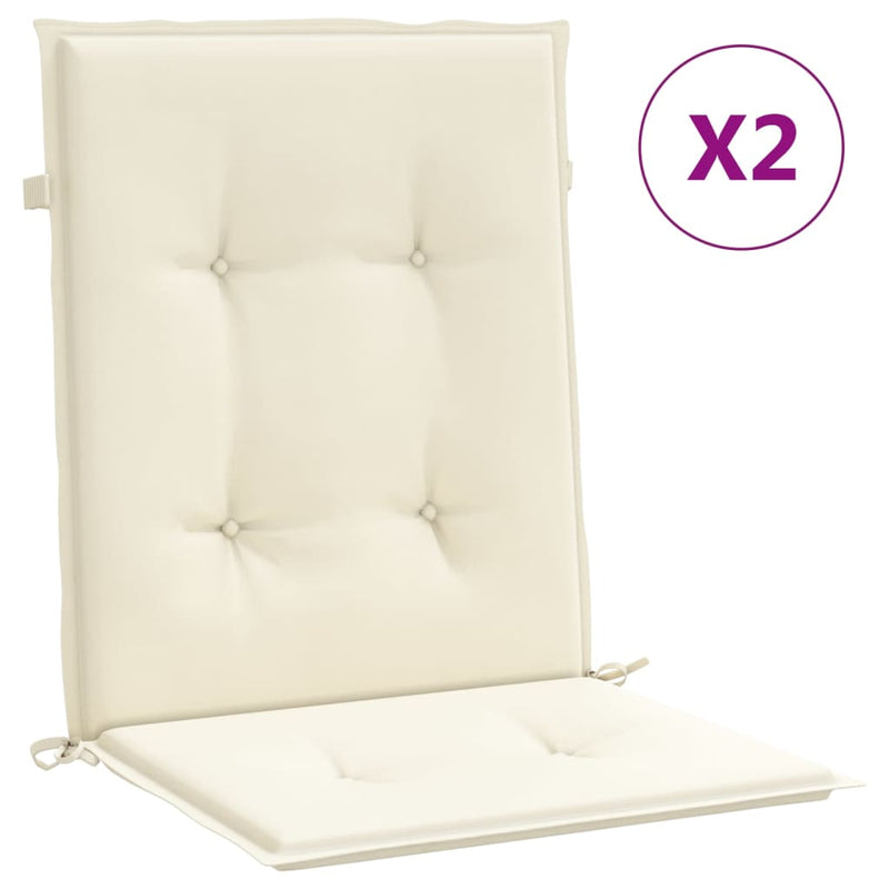 Dealsmate  Garden Lowback Chair Cushions 2 pcs Cream 100x50x3 cm Oxford Fabric