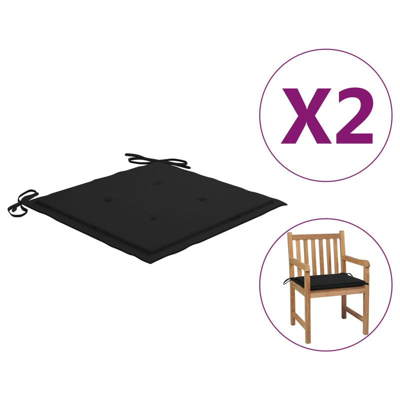 Dealsmate  Garden Chair Cushions 2 pcs Black 50x50x3 cm
