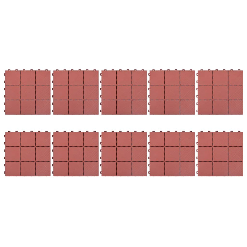 Dealsmate  Decking Tiles 10 pcs Red 30.5x30.5 cm Plastic