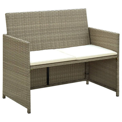 Dealsmate  2 Seater Garden Sofa with Cushions Beige Poly Rattan