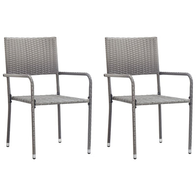 Dealsmate  Outdoor Dining Chairs 2 pcs Poly Rattan Grey