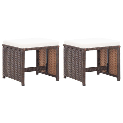 Dealsmate  Garden Stools 2 pcs with Cushions Poly Rattan Brown