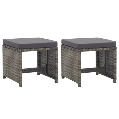 Dealsmate  Garden Stools 2 pcs with Cushions Poly Rattan Anthracite