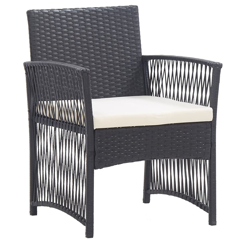Dealsmate  Garden Armchairs with Cushions 2 pcs Black Poly Rattan