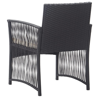 Dealsmate  Garden Armchairs with Cushions 2 pcs Black Poly Rattan