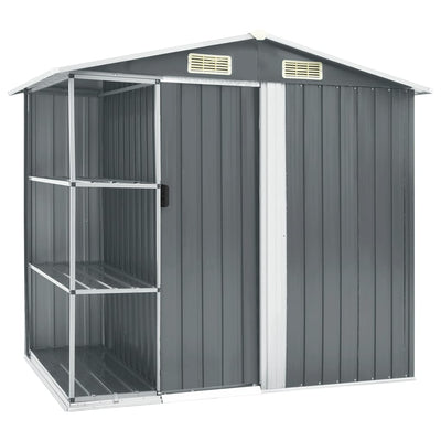 Dealsmate  Garden Shed with Rack Grey 205x130x183 cm Iron