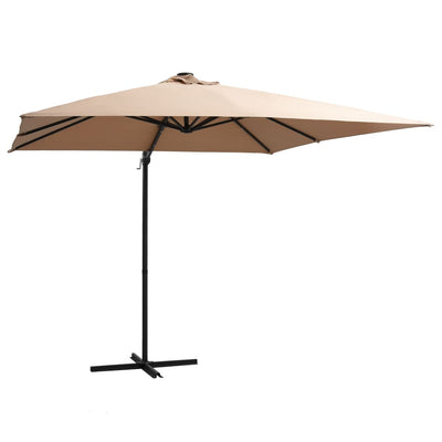 Dealsmate  Cantilever Umbrella with LED lights and Steel Pole 250x250 cm Taupe