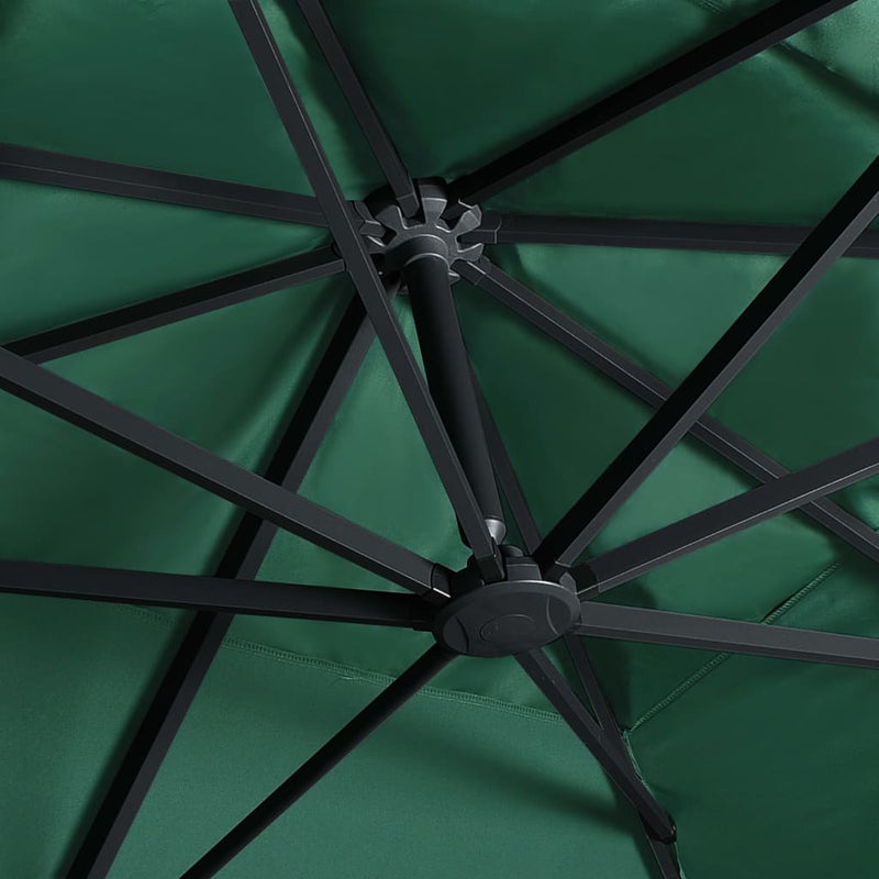 Dealsmate  Cantilever Umbrella with LED Lights and Aluminium Pole 400x300 cm Green