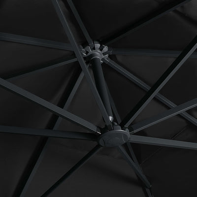 Dealsmate  Cantilever Umbrella with LED Lights and Aluminium Pole 400x300 cm Black