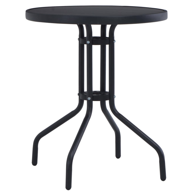 Dealsmate  Garden Table Black 60 cm Steel and Glass
