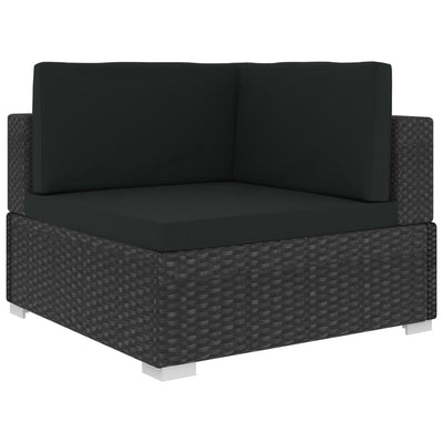 Dealsmate  7 Piece Garden Lounge Set with Cushions Poly Rattan Black