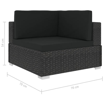 Dealsmate  8 Piece Garden Lounge Set with Cushions Poly Rattan Black
