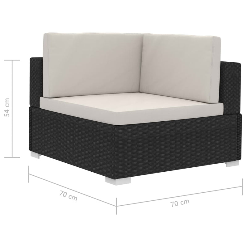 Dealsmate  Sectional Corner Chairs 2 pcs with Cushions Poly Rattan Black