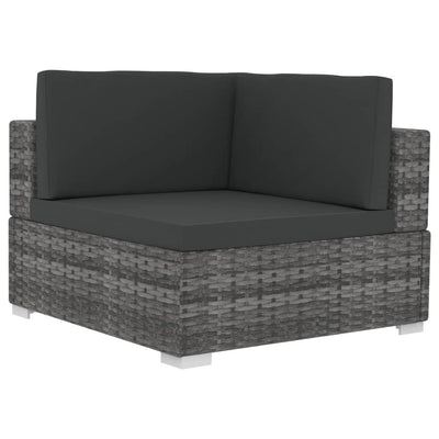 Dealsmate  Sectional Corner Chairs 2 pcs with Cushions Poly Rattan Grey