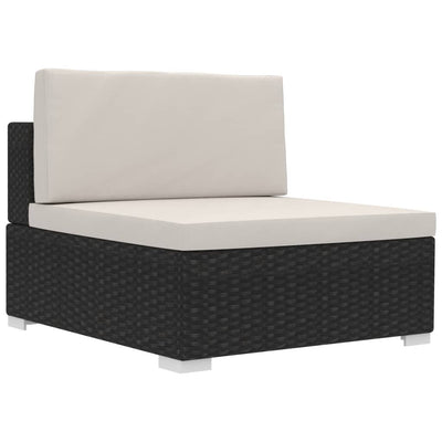 Dealsmate  3 Piece Garden Sofa Set with Cushions Poly Rattan Black