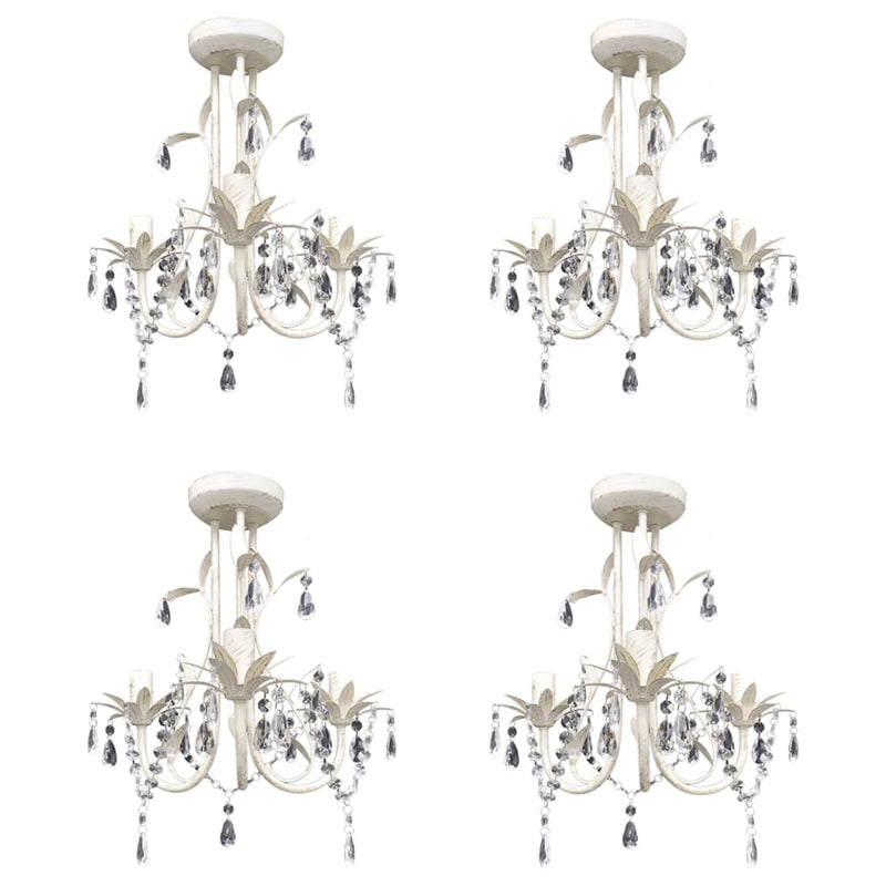 Dealsmate  Crystal Pendant Ceiling Lamp Chandeliers 4 pcs Elegant White