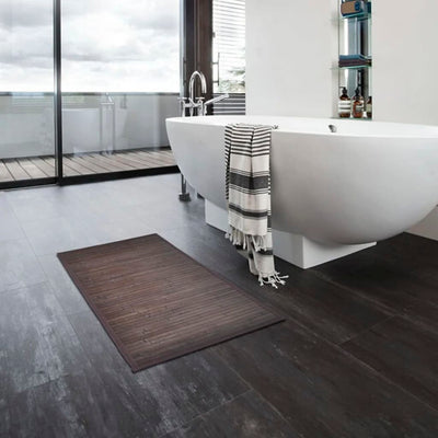 Dealsmate  Bamboo Bath Mats 4 pcs 60x90 cm Dark Brown