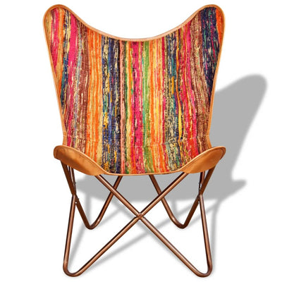 Dealsmate  Butterfly Chairs 2 pcs Multicolour Chindi Fabric