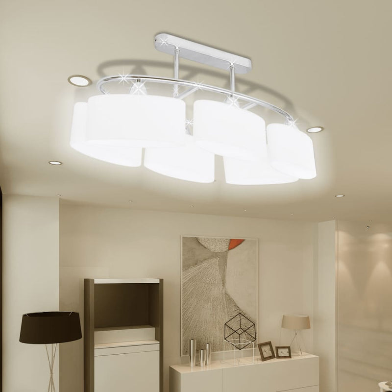 Dealsmate  Ceiling Lamp with Ellipsoid Glass Shades 2 pcs E14