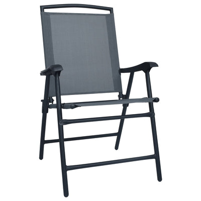 Dealsmate  Folding Garden Chairs 2 pcs Texilene Grey