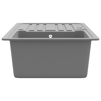 Dealsmate  Granite Kitchen Sink Single Basin with Drainer Reversible Grey