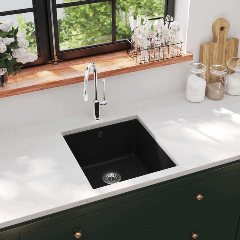 Dealsmate  Granite Kitchen Sink Single Basin Black