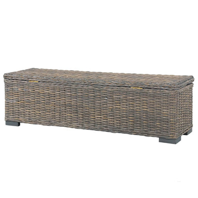 Dealsmate  Storage Box 120 cm Grey Kubu Rattan and Solid Mango Wood