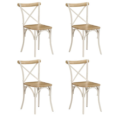 Dealsmate  Cross Chairs 4 pcs White Solid Mango Wood