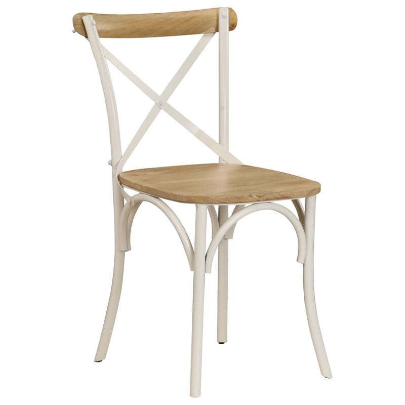 Dealsmate  Cross Chairs 4 pcs White Solid Mango Wood