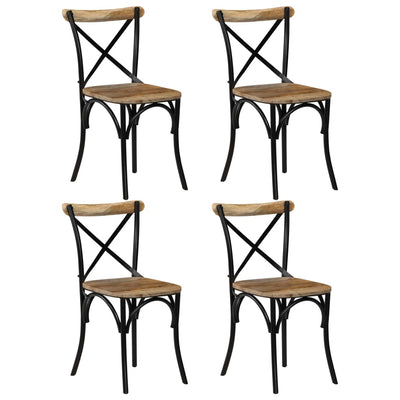 Dealsmate  Cross Chairs 4 pcs Black Solid Mango Wood