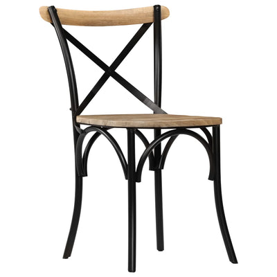 Dealsmate  Cross Chairs 4 pcs Black Solid Mango Wood