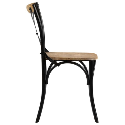 Dealsmate  Cross Chairs 6 pcs Black Solid Mango Wood