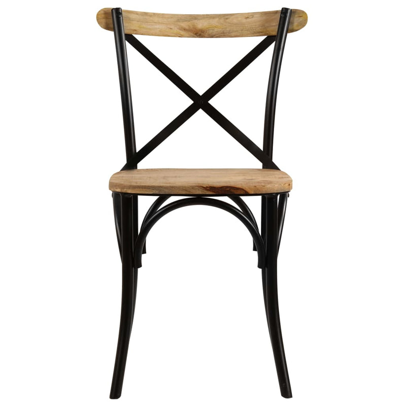 Dealsmate  Cross Chairs 6 pcs Black Solid Mango Wood
