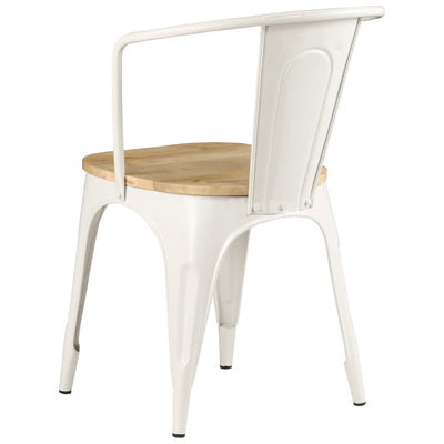 Dealsmate  Dining Chairs 4 pcs White Solid Mango Wood