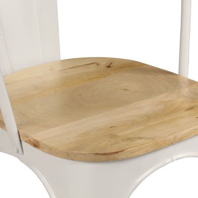 Dealsmate  Dining Chairs 6 pcs White Solid Mango Wood