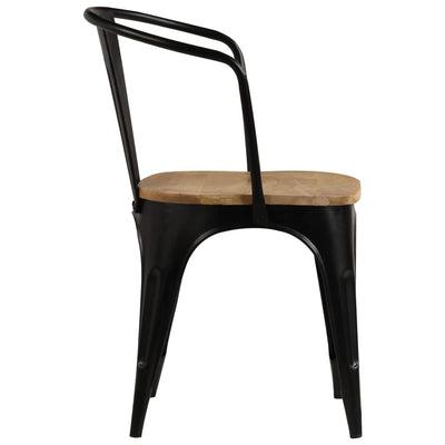 Dealsmate  Dining Chairs 4 pcs Black Solid Mango Wood