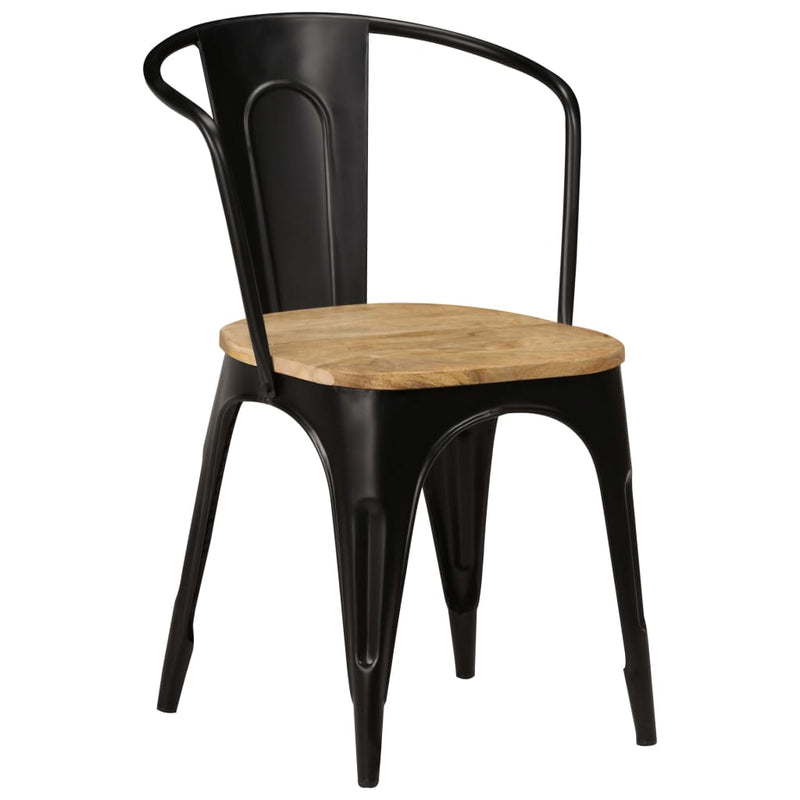 Dealsmate  Dining Chairs 6 pcs Black Solid Mango Wood