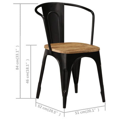 Dealsmate  Dining Chairs 6 pcs Black Solid Mango Wood