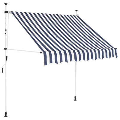 Dealsmate  Manual Retractable Awning 200 cm Blue and White Stripes