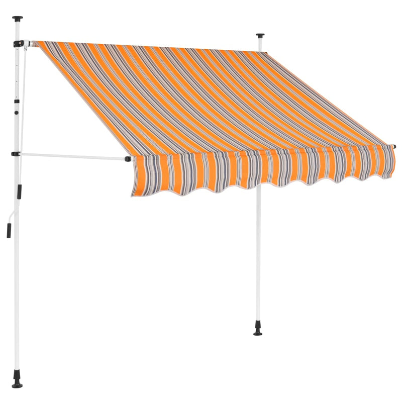 Dealsmate  Manual Retractable Awning 200 cm Yellow and Blue Stripes