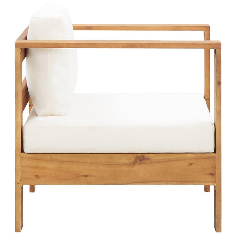 Dealsmate  Garden Chair with Cushion Cream Solid Acacia Wood
