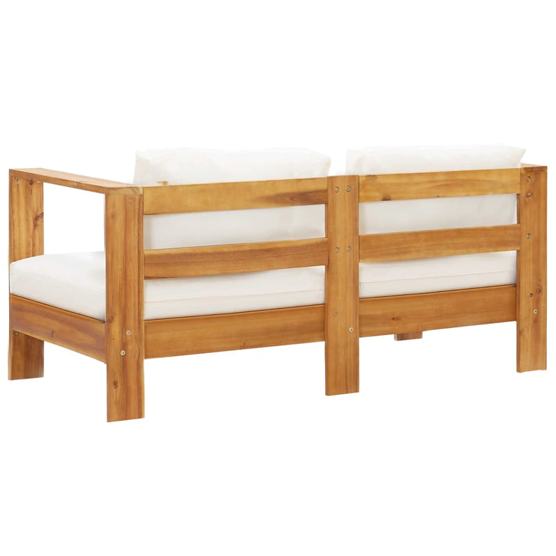 Dealsmate  Garden Sofa with Cushion 140 cm Solid Acacia Wood Cream White