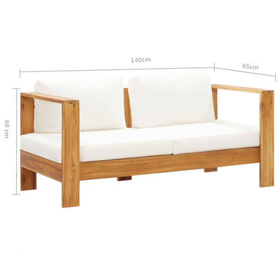 Dealsmate  Garden Sofa with Cushion 140 cm Solid Acacia Wood Cream White
