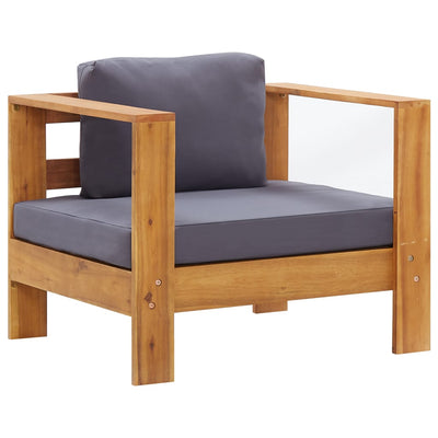 Dealsmate  Garden Sofa Chair with Cushion Dark Grey Solid Acacia Wood